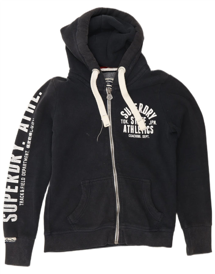 Superdry Mens Graphic Zip Hoodie Sweater Medium Navy Blue Cotton
