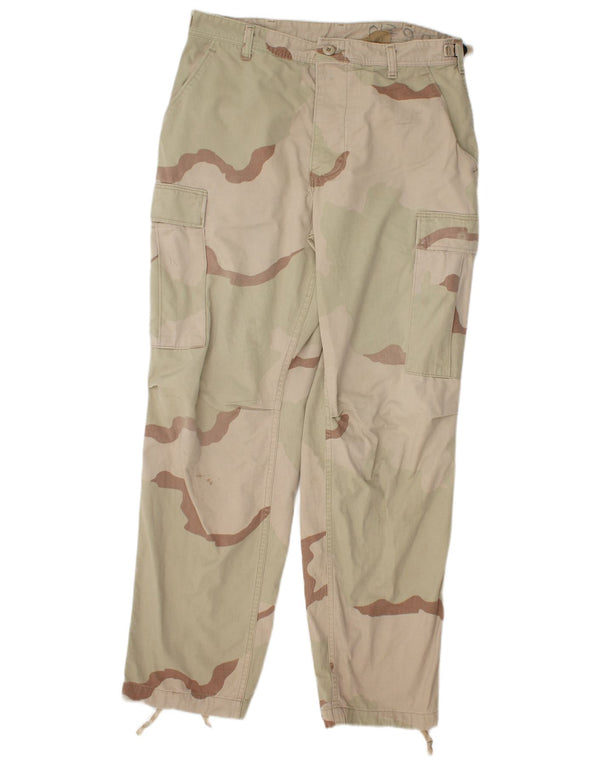 Vintage Mens Regular Fit Cargo Trousers Medium W34  L31 Beige Camouflage