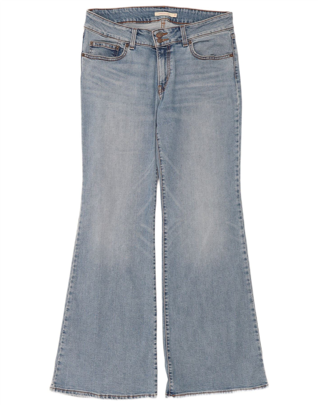 Levi's Womens Super Low Flared Jeans W31 L34 Blue Cotton