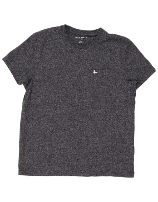 Jack Wills Mens Slim Fit T-Shirt Top Medium Navy Blue Flecked Cotton