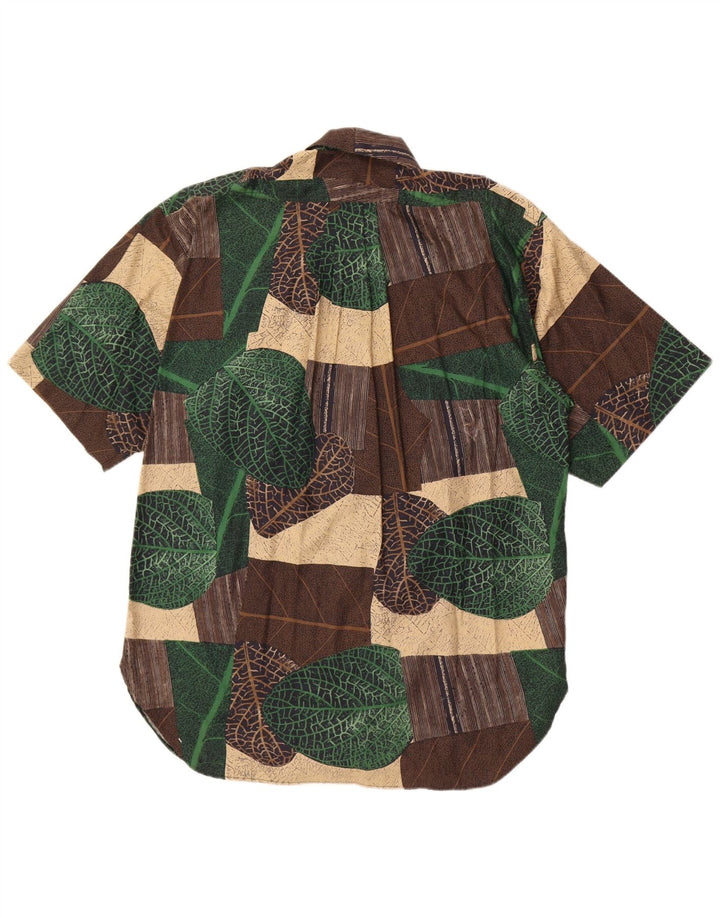 Casucci Mens Short Sleeve Shirt Large Brown Patchwork