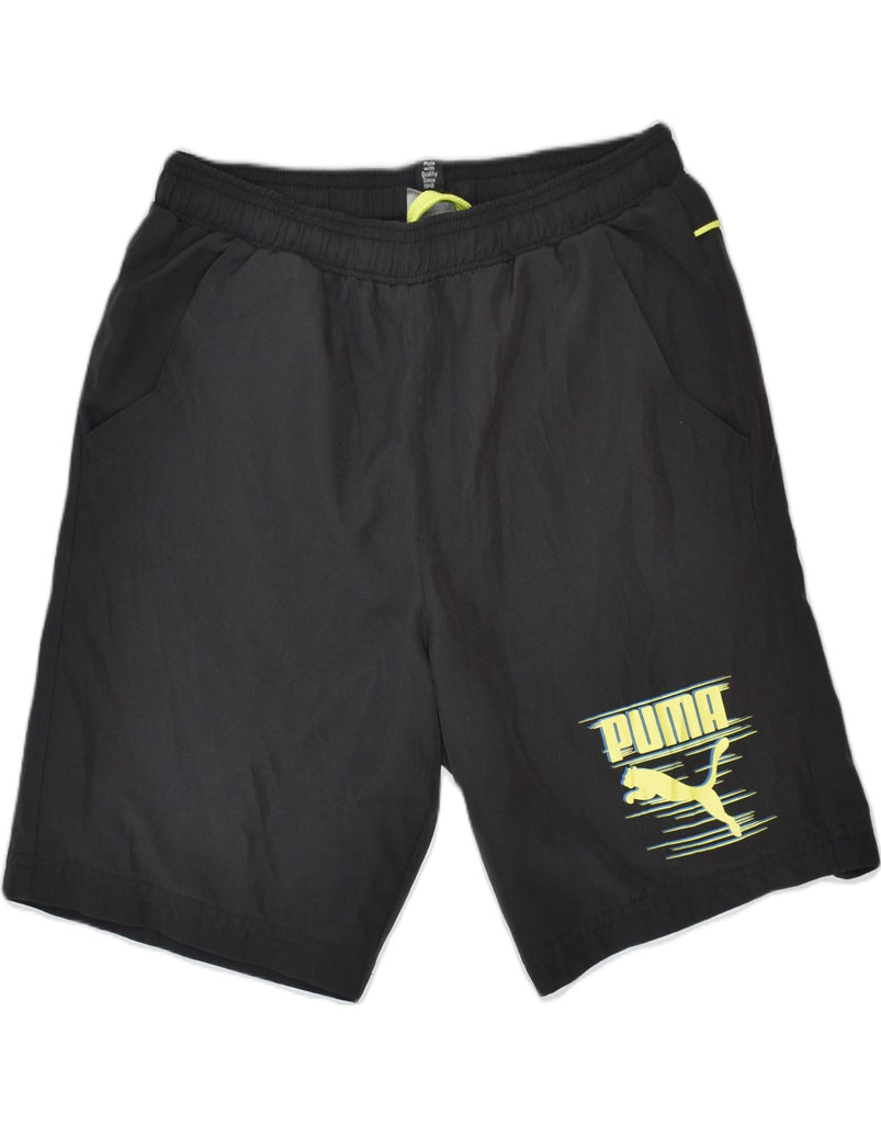 PUMA Boys Graphic Sport Shorts 11-12 Years Black Polyester | Vintage | Thrift | Second-Hand | Used Clothing | Messina Hembry 