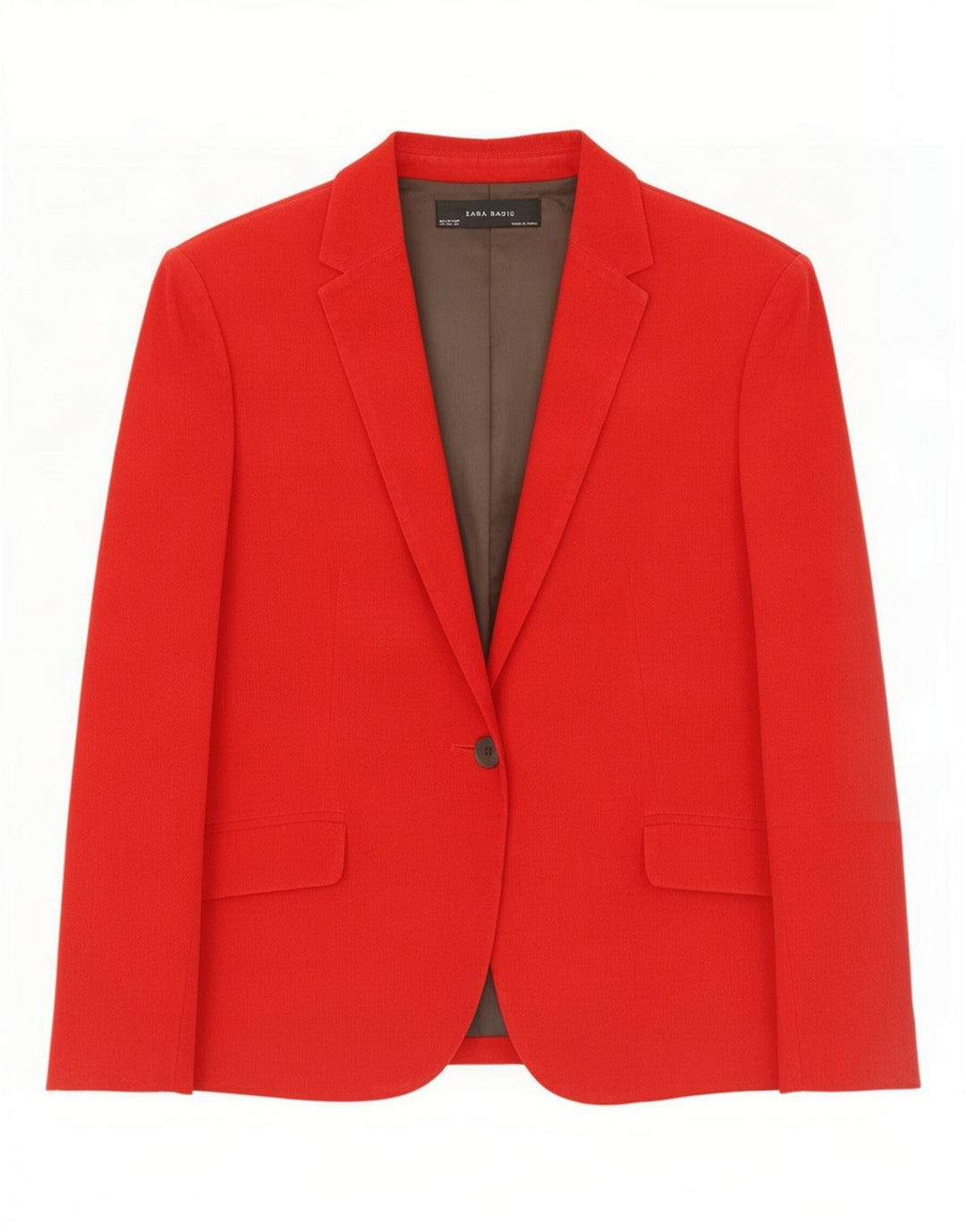 Zara Womens 1 Button Corduroy Blazer Jacket UK 18 XL Red