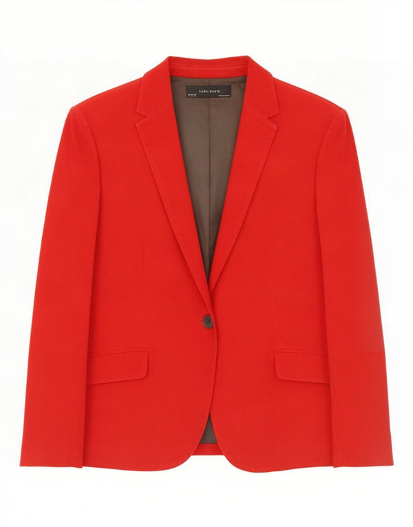 Zara Womens 1 Button Corduroy Blazer Jacket UK 18 XL Red