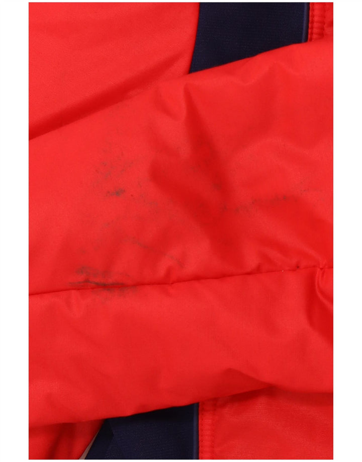 VINTAGE Womens Hooded Padded Jacket IT 46 Large Red Colourblock Polyamide