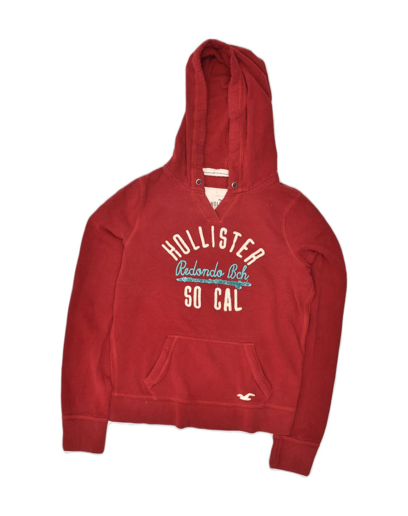 HOLLISTER Womens Graphic Hoodie Jumper UK 14 Large Red Cotton | Vintage Hollister | Thrift | Second-Hand Hollister | Used Clothing | Messina Hembry 