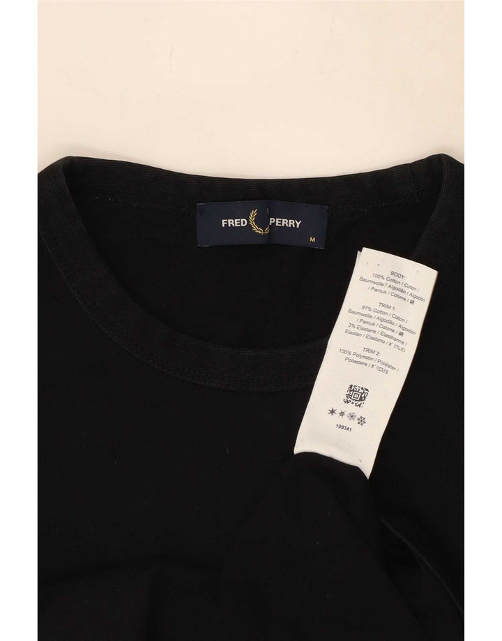 Fred Perry Mens Graphic T-Shirt Top Medium Black Cotton