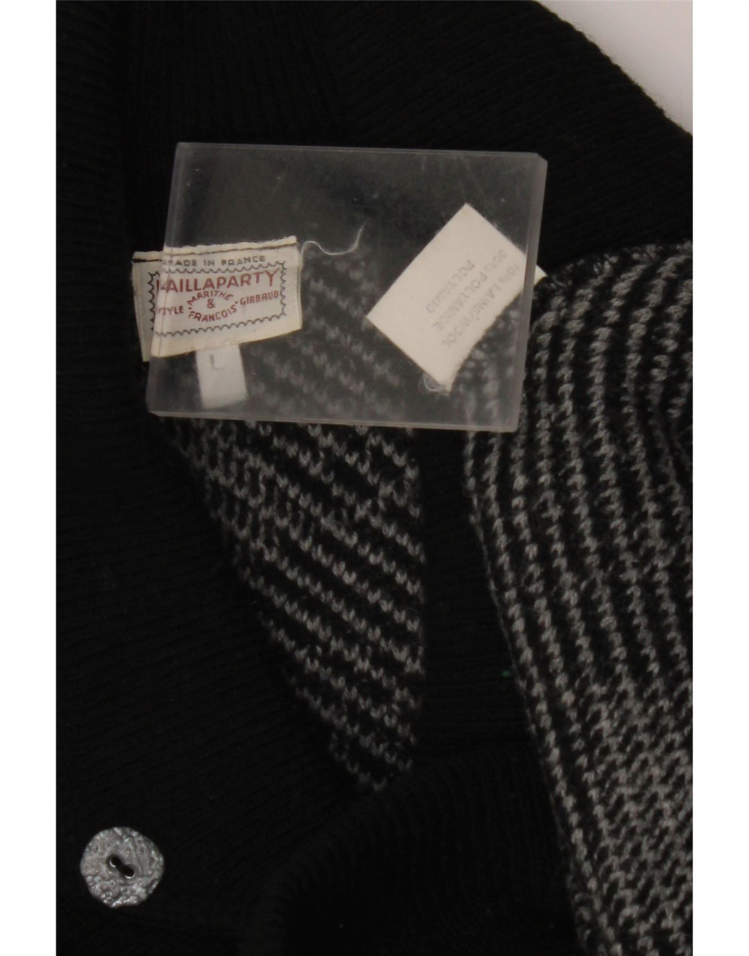 VINTAGE Womens Shawl Neck Jumper Sweater UK 16 Large Grey Geometric