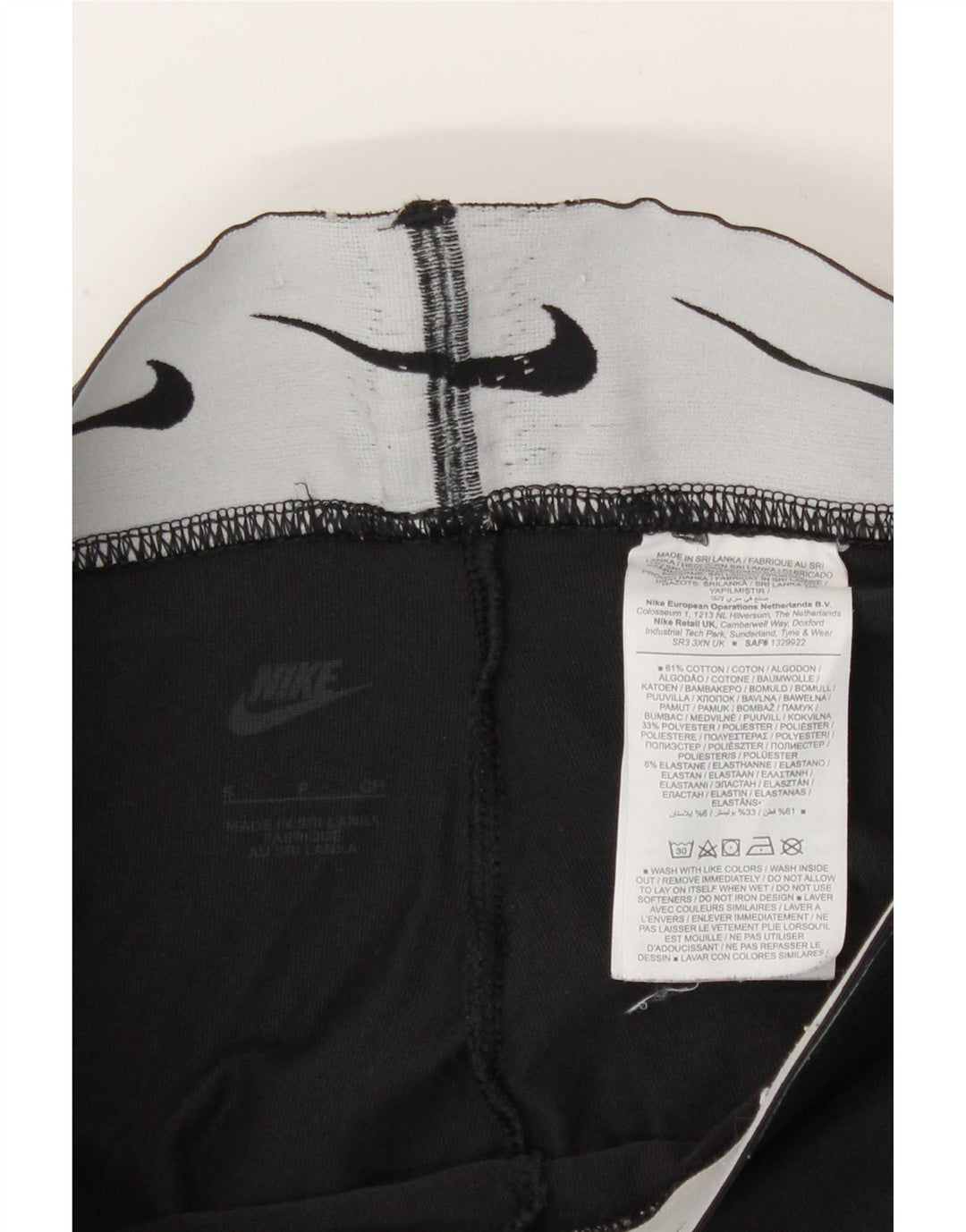 Nike Womens Graphic Leggings UK 8 Small Black Cotton