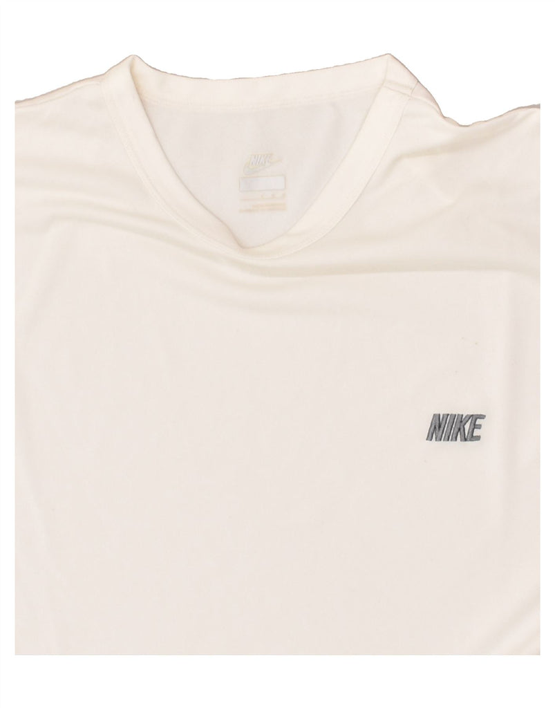 NIKE Mens T-Shirt Top Large White Polyester | Vintage Nike | Thrift | Second-Hand Nike | Used Clothing | Messina Hembry 