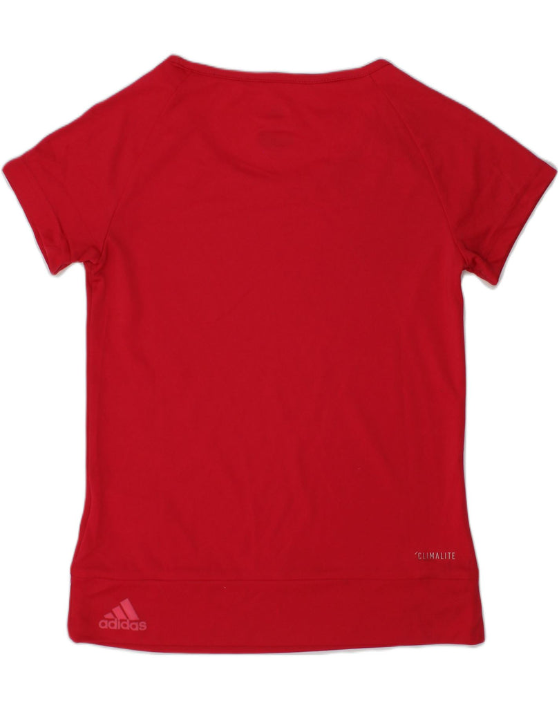 ADIDAS Girls Climalite Graphic T-Shirt Top 9-10 Years Small Red Polyester | Vintage Adidas | Thrift | Second-Hand Adidas | Used Clothing | Messina Hembry 