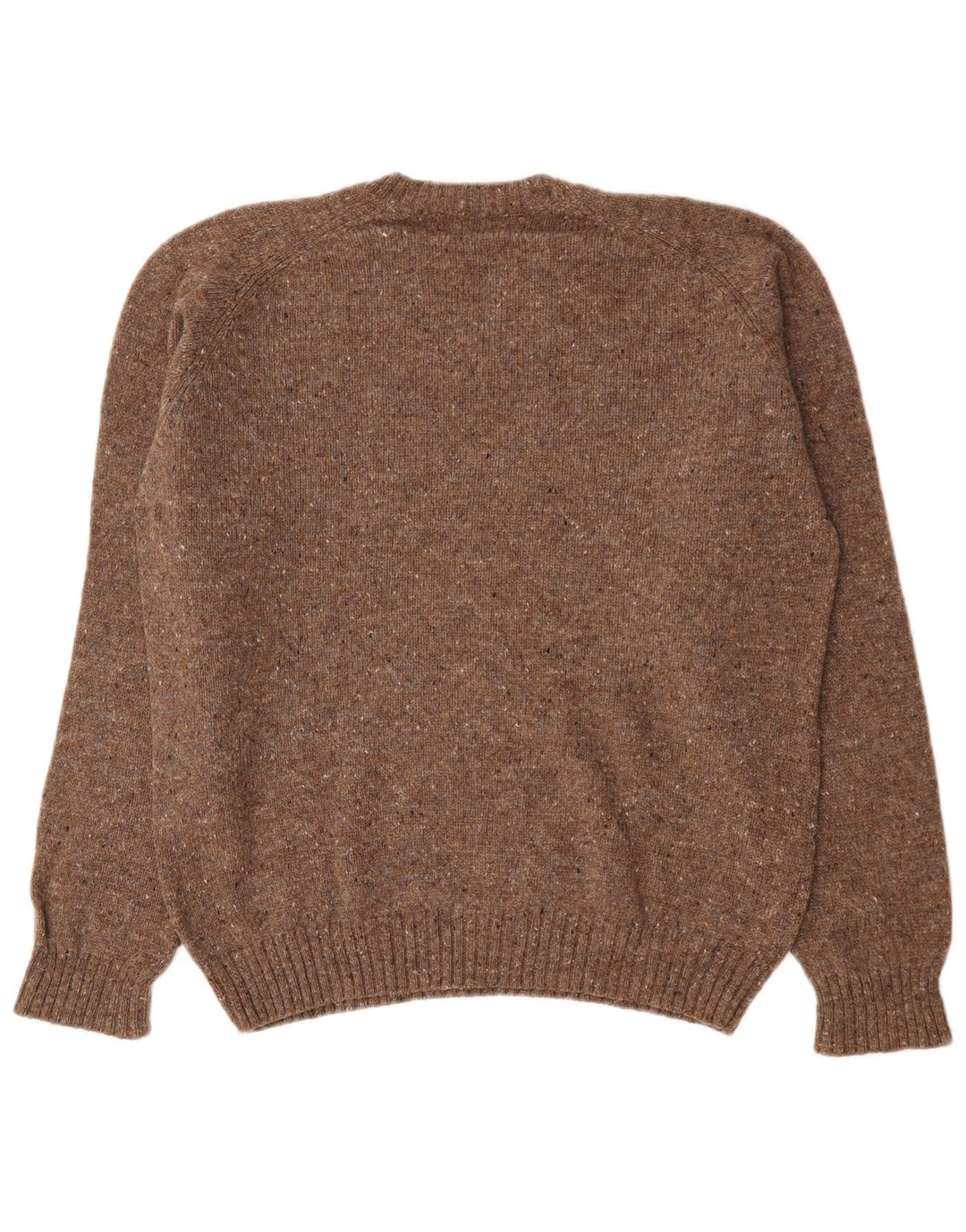 Boggi Mens V-Neck Jumper Sweater Medium Brown Flecked New Wool