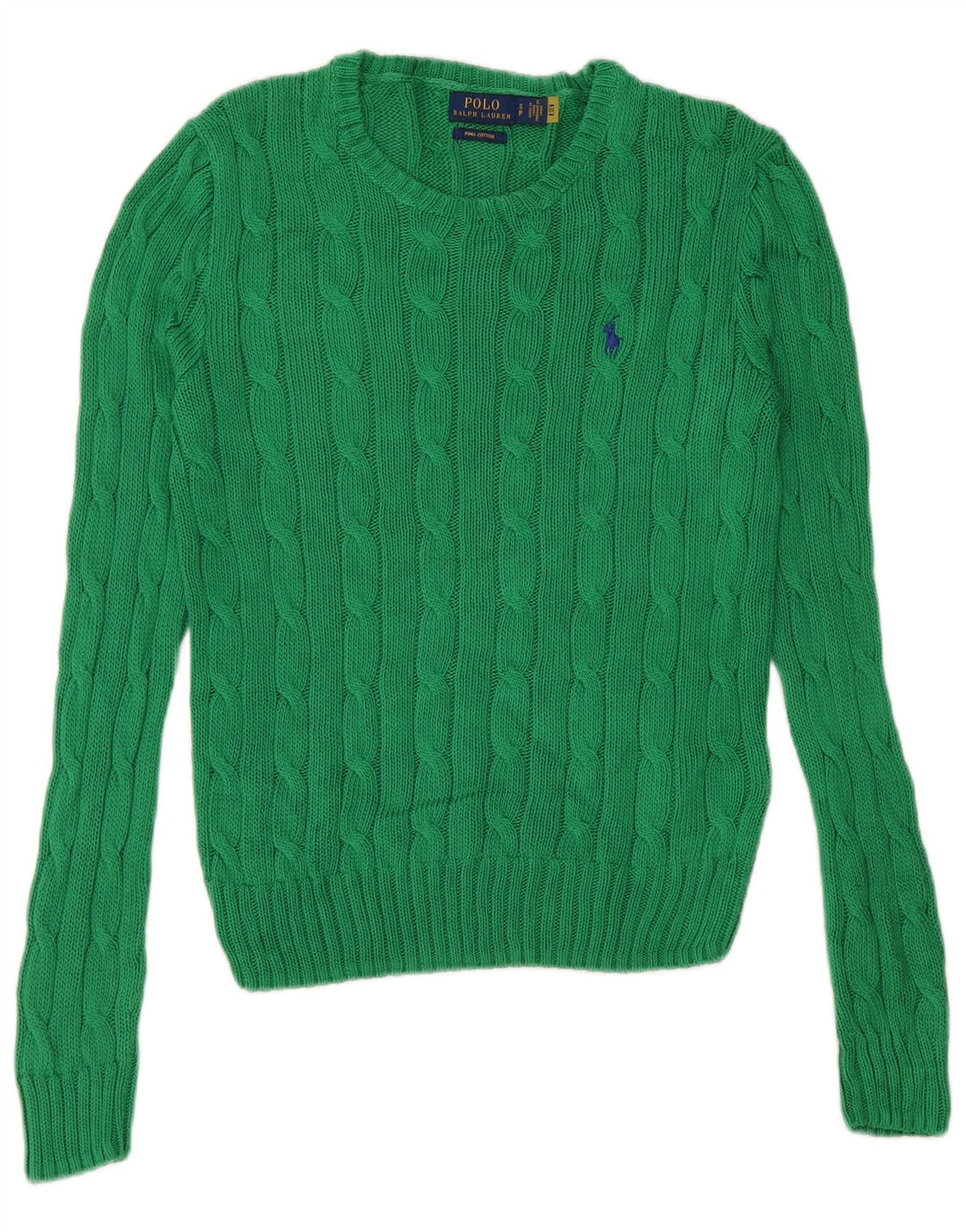 POLO RALPH LAUREN Womens Crew Neck Jumper Sweater UK 10 Small Green Cotton