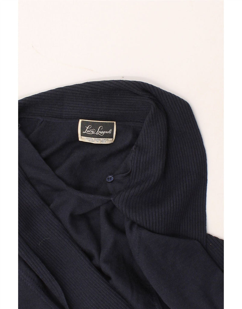 LUISA SPAGNOLI Womens Shawl Neck Jumper Sweater UK 18 XL Navy Blue Vintage Luisa Spagnoli and Second-Hand Luisa Spagnoli from Messina Hembry 