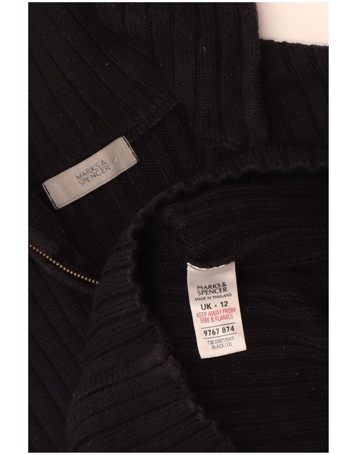 MARKS & SPENCER Womens Cardigan Sweater UK 12 Medium  Black Cotton