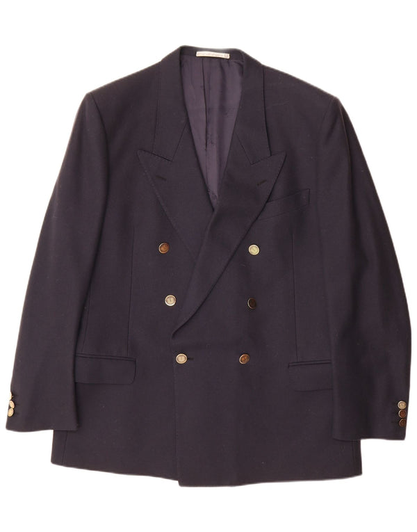 Emanuel Ungaro Mens Double Breasted Blazer Jacket UK 42 XL Navy Blue