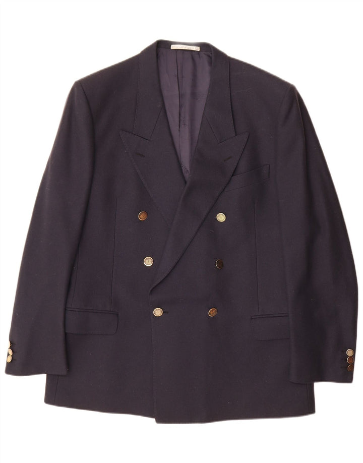 Emanuel Ungaro Mens Double Breasted Blazer Jacket UK 42 XL Navy Blue