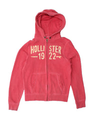 HOLLISTER Mens Graphic Zip Hoodie Sweater Medium Red Cotton