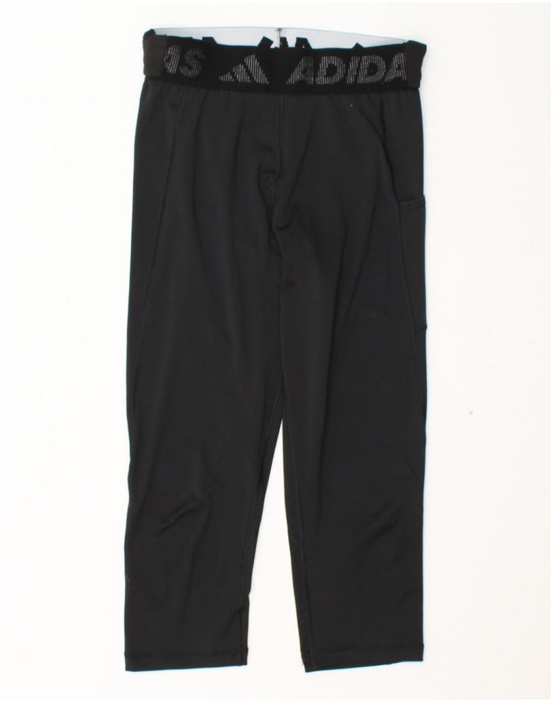 ADIDAS Womens Capri Graphic Leggings UK 12/14 Medium Black Polyester Vintage Adidas and Second-Hand Adidas from Messina Hembry 