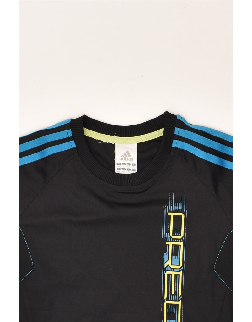 ADIDAS Boys Graphic T-Shirt Top 9-10 Years Black Polyester | Vintage Adidas | Thrift | Second-Hand Adidas | Used Clothing | Messina Hembry 