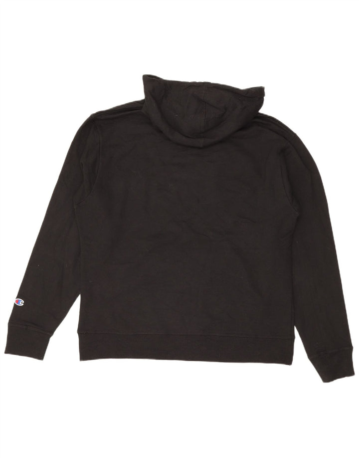 CHAMPION Mens Graphic Hoodie Jumper Large Black Cotton