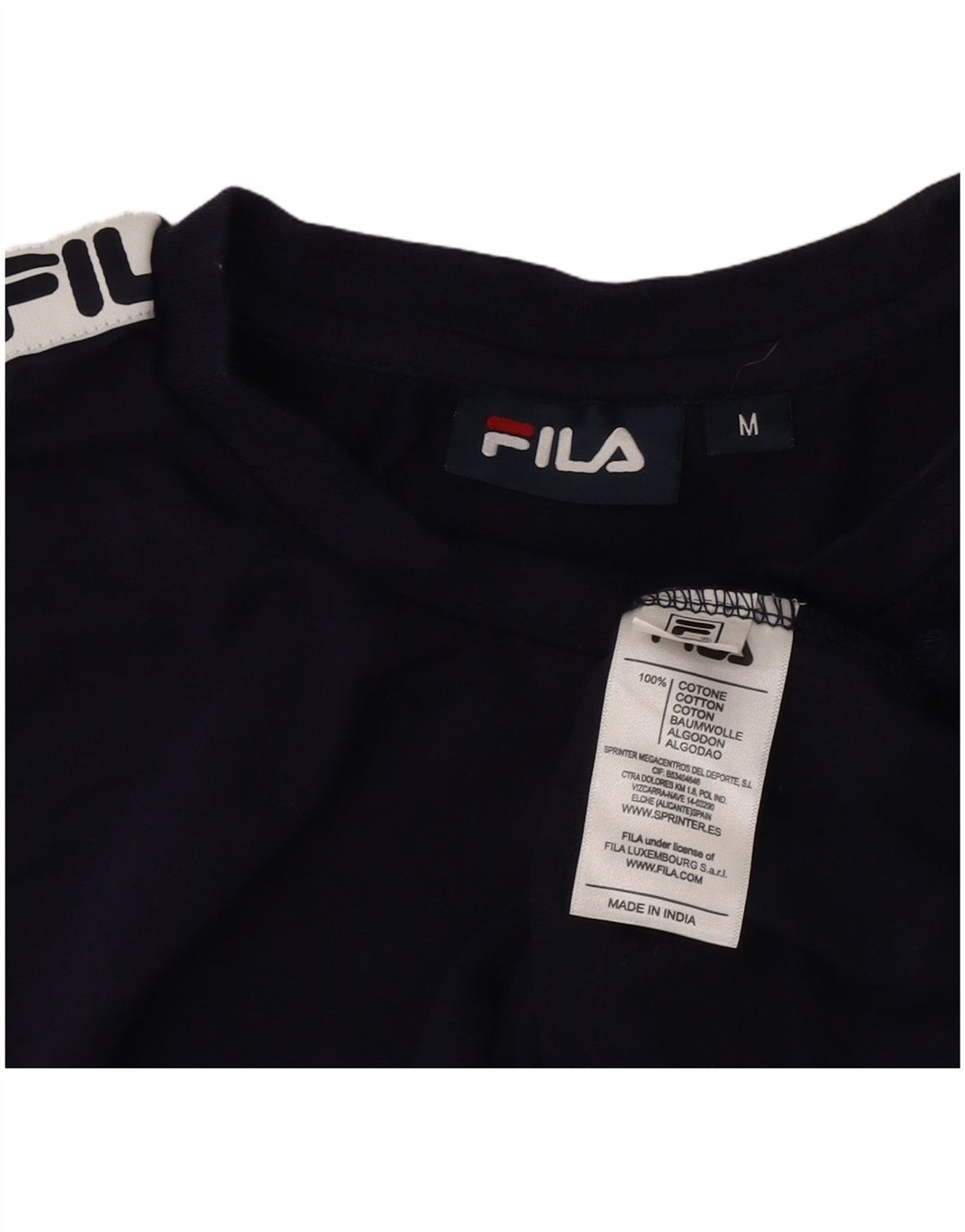 Fila Mens Graphic T-Shirt Top Medium Navy Blue Colourblock Cotton