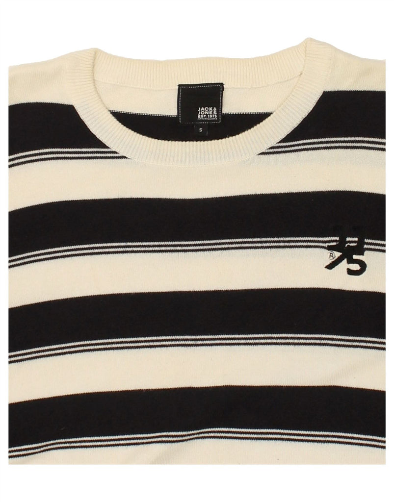 JACK & JONES Mens Crew Neck Jumper Sweater Small Black Striped Cotton | Vintage Jack & Jones | Thrift | Second-Hand Jack & Jones | Used Clothing | Messina Hembry 