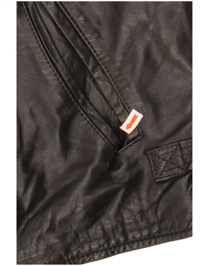 VINTAGE Womens Leather Jacket IT 54 3XL Black