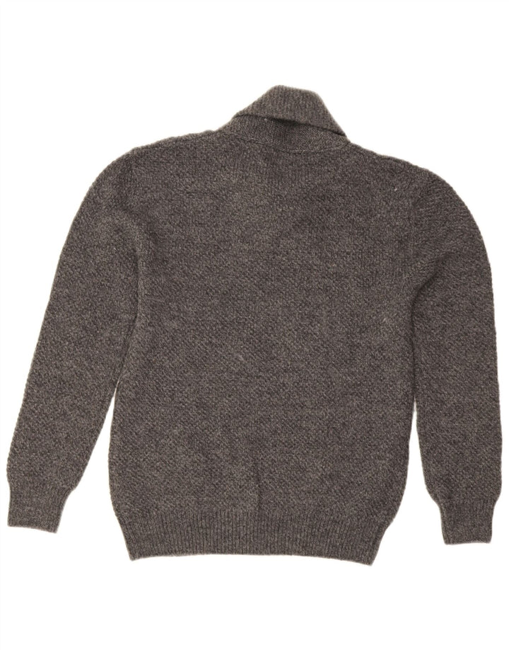 Zara Mens Shawl Neck Jumper Sweater Medium Grey Flecked Acrylic