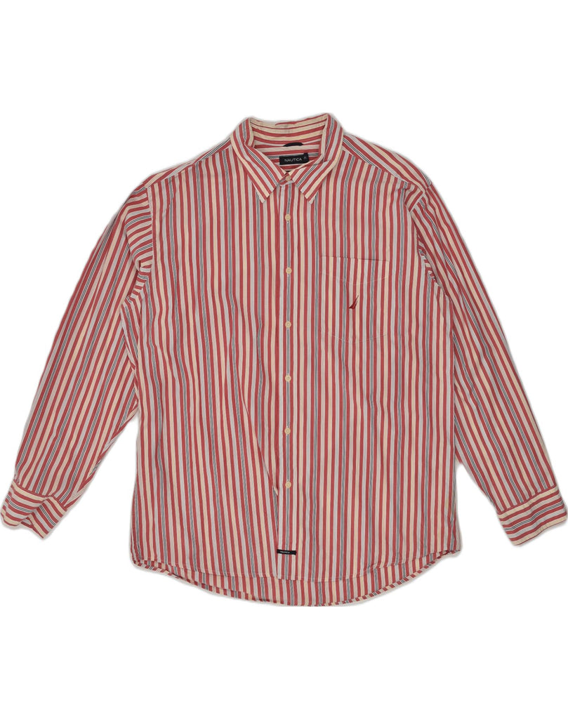 NAUTICA Mens Shirt 2XL Pink Striped Cotton | Vintage Nautica | Thrift | Second-Hand Nautica | Used Clothing | Messina Hembry 