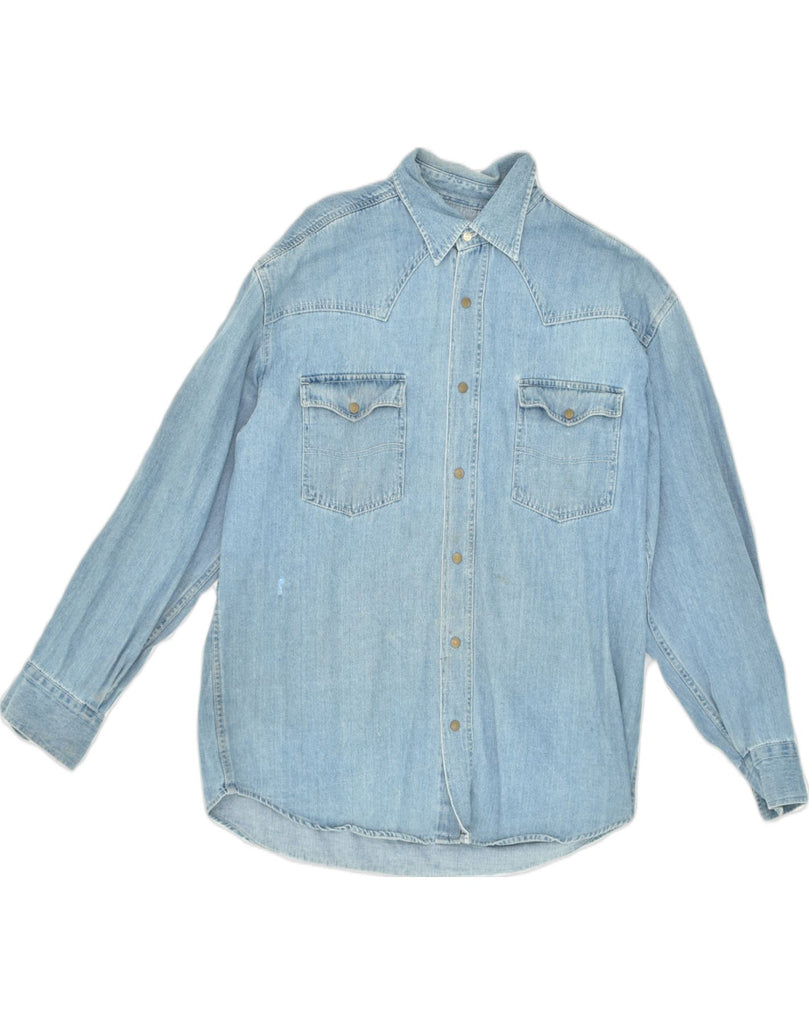 WAMPUM Mens Denim Shirt Large Blue Cotton | Vintage Wampum | Thrift | Second-Hand Wampum | Used Clothing | Messina Hembry 