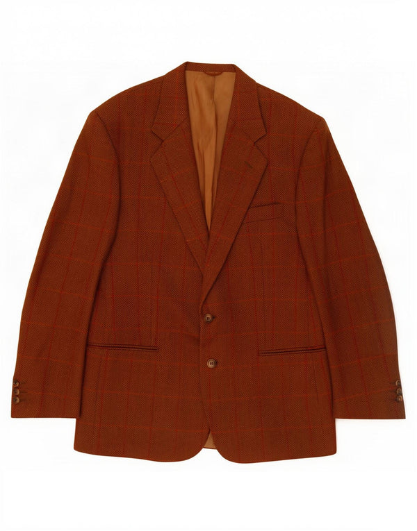 Umberto Scolari Mens 2 Button Blazer Jacket IT 50 Large Brown Check