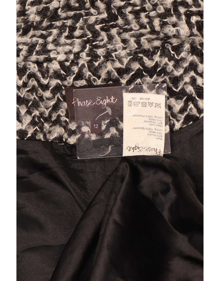 Phase Eight Womens Oversized Overcoat UK 12 Medium Black Chevron Acrylic