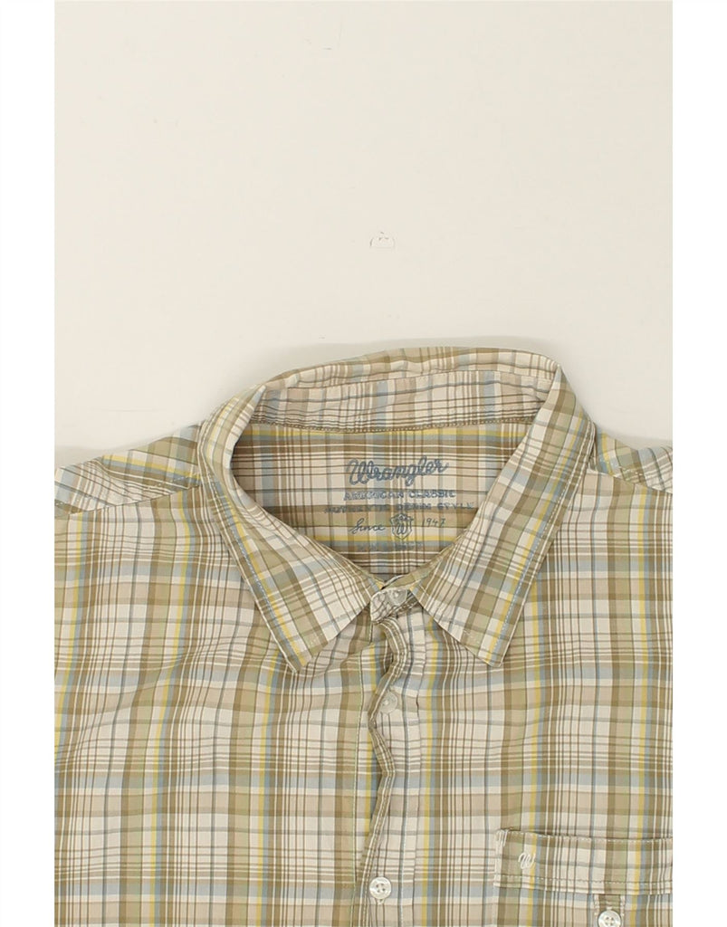 WRANGLER Mens Short Sleeve Shirt 2XL Green Check Cotton | Vintage Wrangler | Thrift | Second-Hand Wrangler | Used Clothing | Messina Hembry 