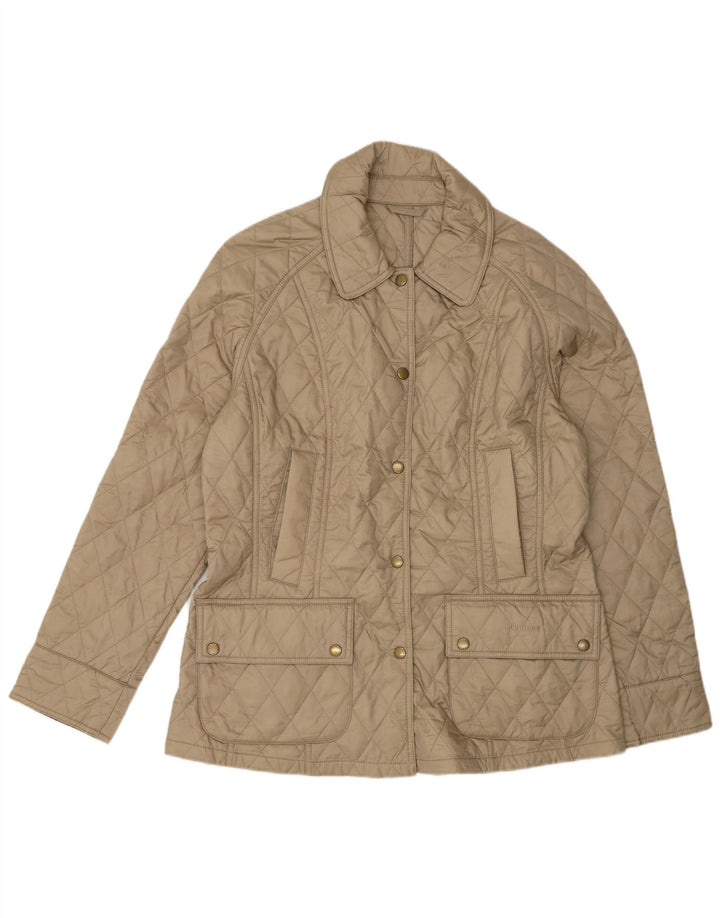 Barbour Womens Quilted Jacket UK 12 Medium Beige Polyamide