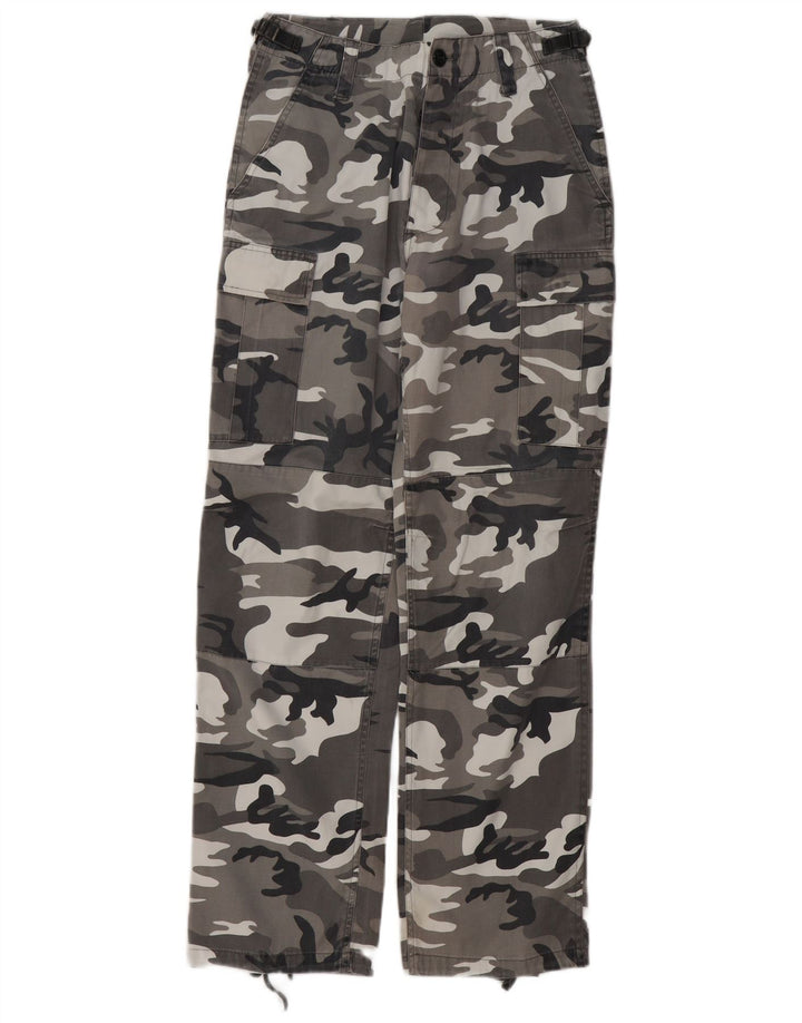 Vintage Mens Straight Cargo Trousers W30 L30 Grey Camouflage