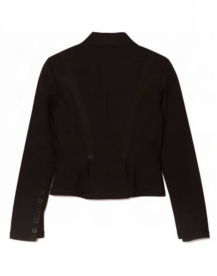 Zara Womens 6 Button Blazer Jacket UK 12 Medium Black Cotton