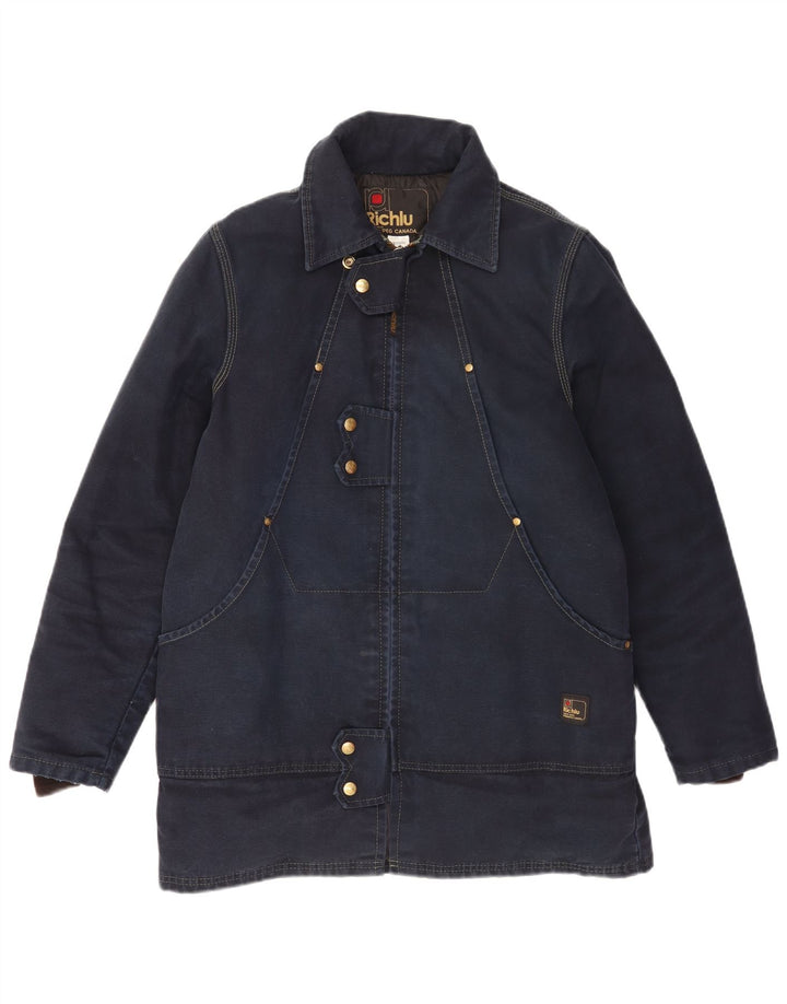 Richlu Mens Padded Jacket UK 36 Small Navy Blue Cotton