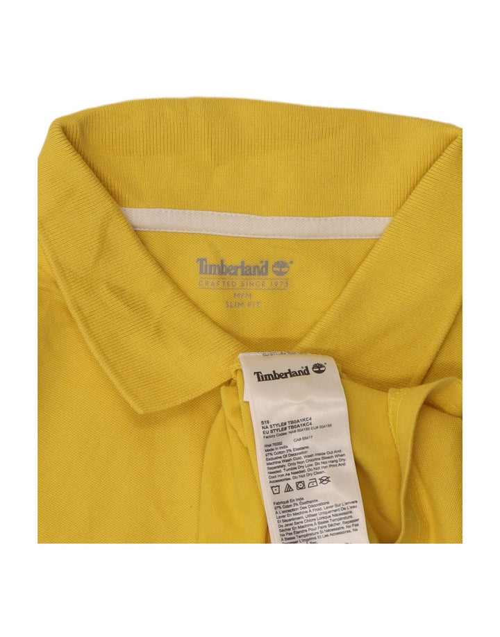 TIMBERLAND Mens Slim Fit Polo Shirt Medium Yellow Cotton