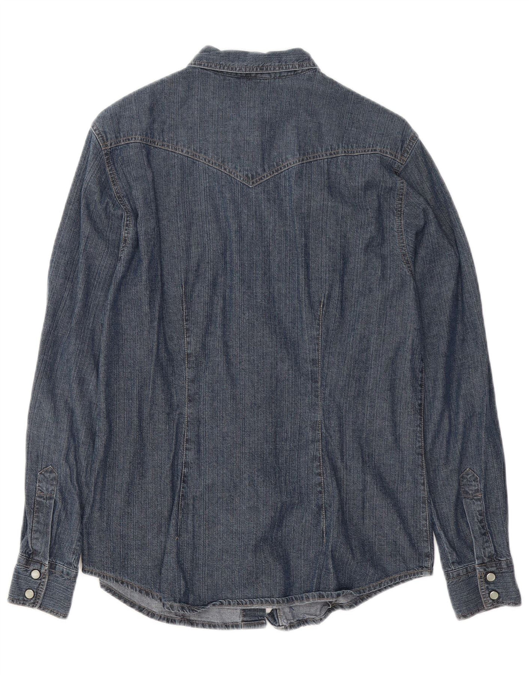 BENETTON Womens Denim Shirt UK 14 Medium Navy Blue Cotton