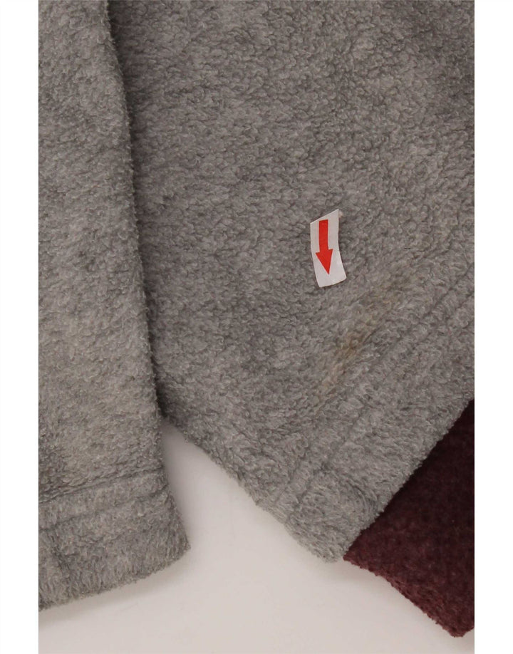 Basic Mens Zip Neck Fleece Jumper Large Grey Geometric Polyester