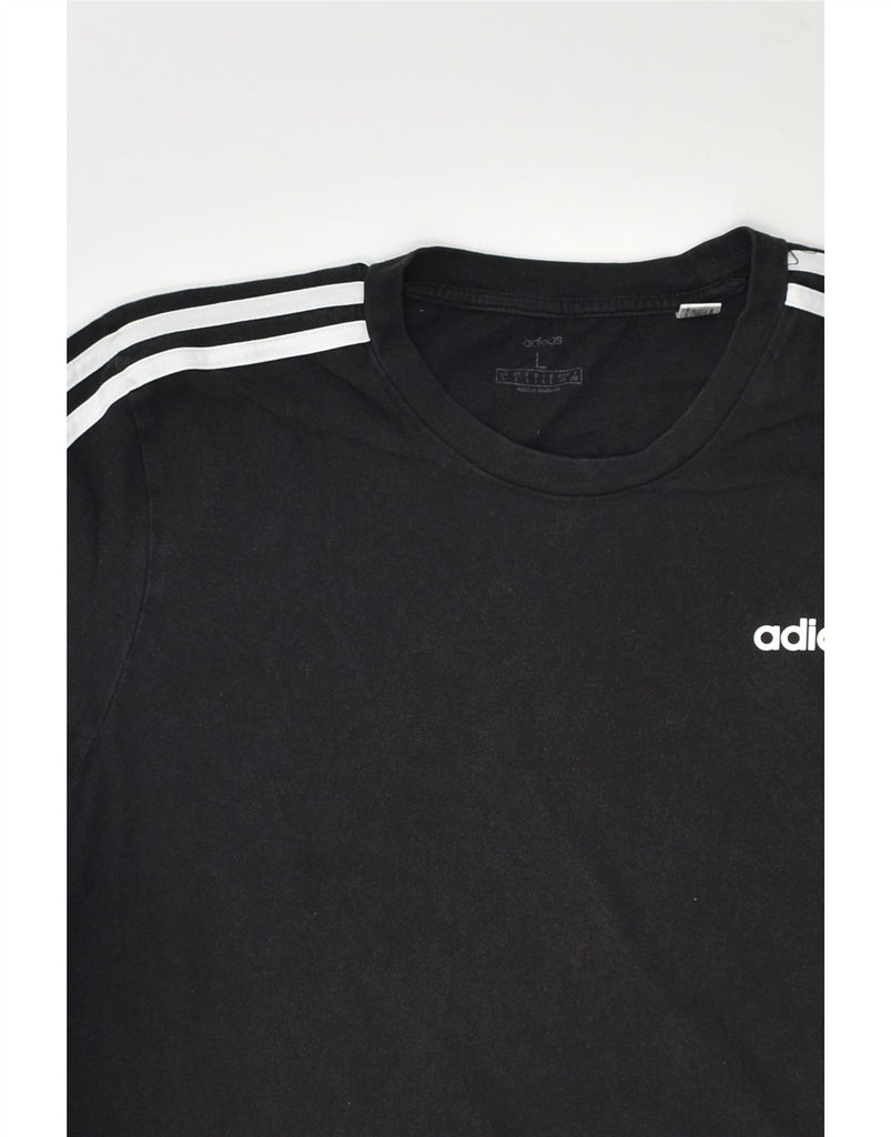 ADIDAS Mens T-Shirt Top Large Black Cotton | Vintage Adidas | Thrift | Second-Hand Adidas | Used Clothing | Messina Hembry 