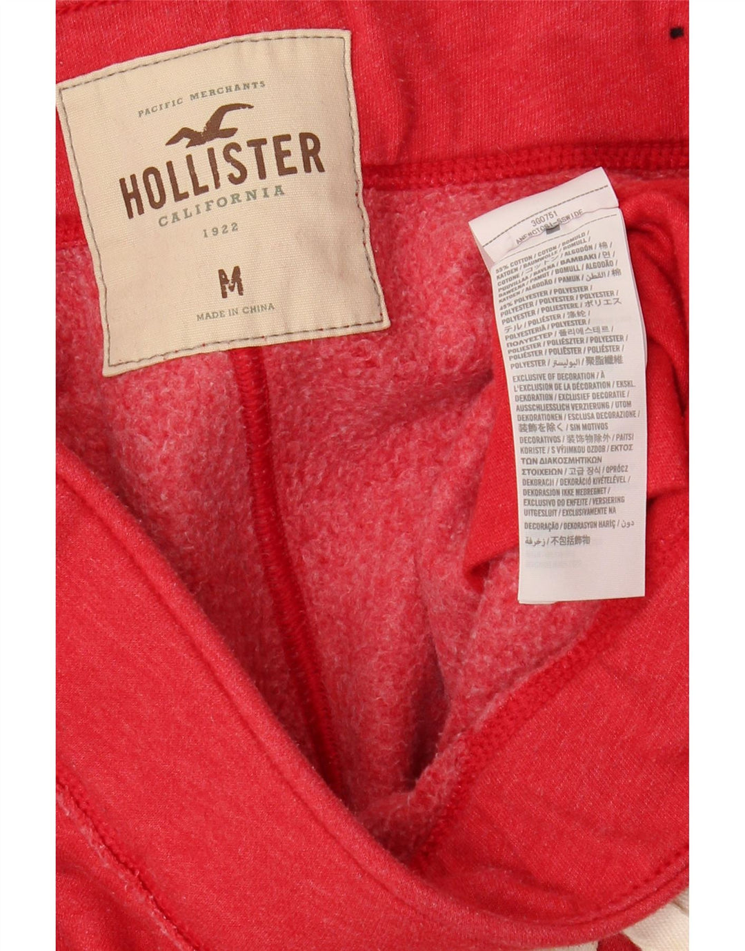 Hollister Mens Graphic Tracksuit Trousers Medium  Red Cotton