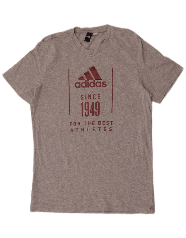 ADIDAS Mens Graphic T-Shirt Top Medium Grey Flecked