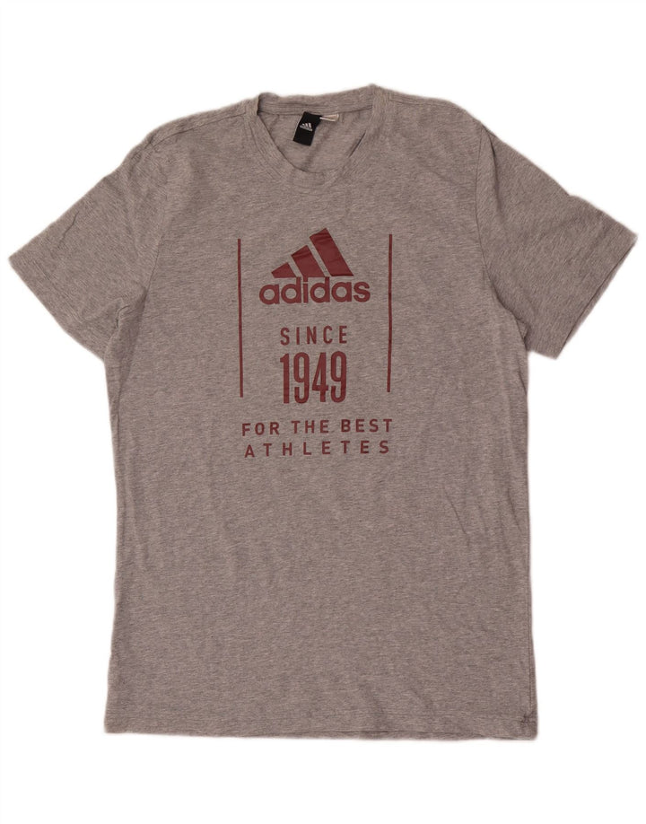 ADIDAS Mens Graphic T-Shirt Top Medium Grey Flecked