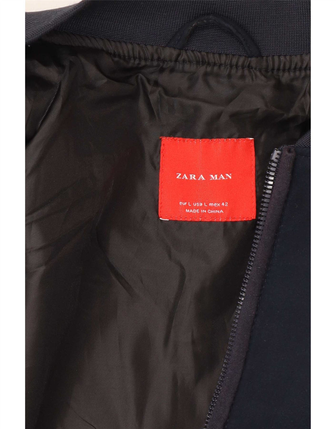 Zara Mens Bomber Jacket UK 40 Large Navy Blue