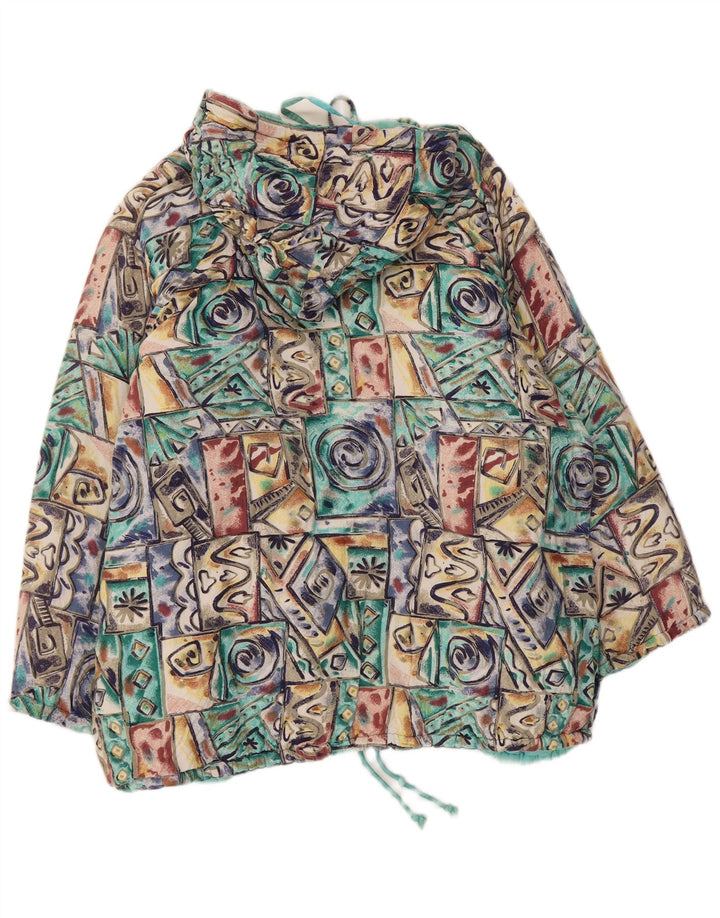 Vintage Womens Hooded Windbreaker Jacket UK 20 2XL Multicoloured Geometric