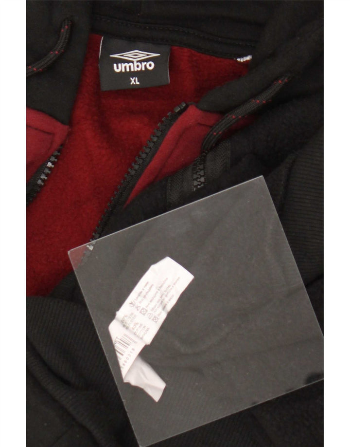 Umbro Mens Zip Hoodie Sweater XL Black Colourblock Polyester