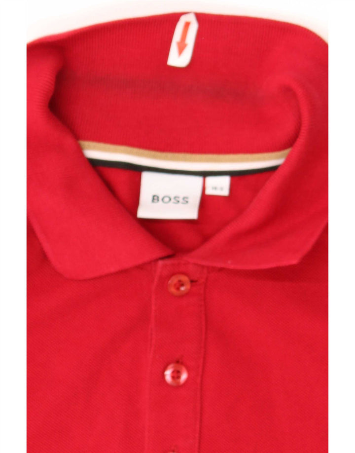 Hugo Boss Boys Polo Shirt 13-14 Years Small Red Cotton