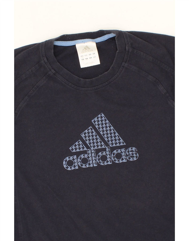 ADIDAS Mens Graphic T-Shirt Top UK 38/40 Medium Navy Blue Cotton Vintage Adidas and Second-Hand Adidas from Messina Hembry 